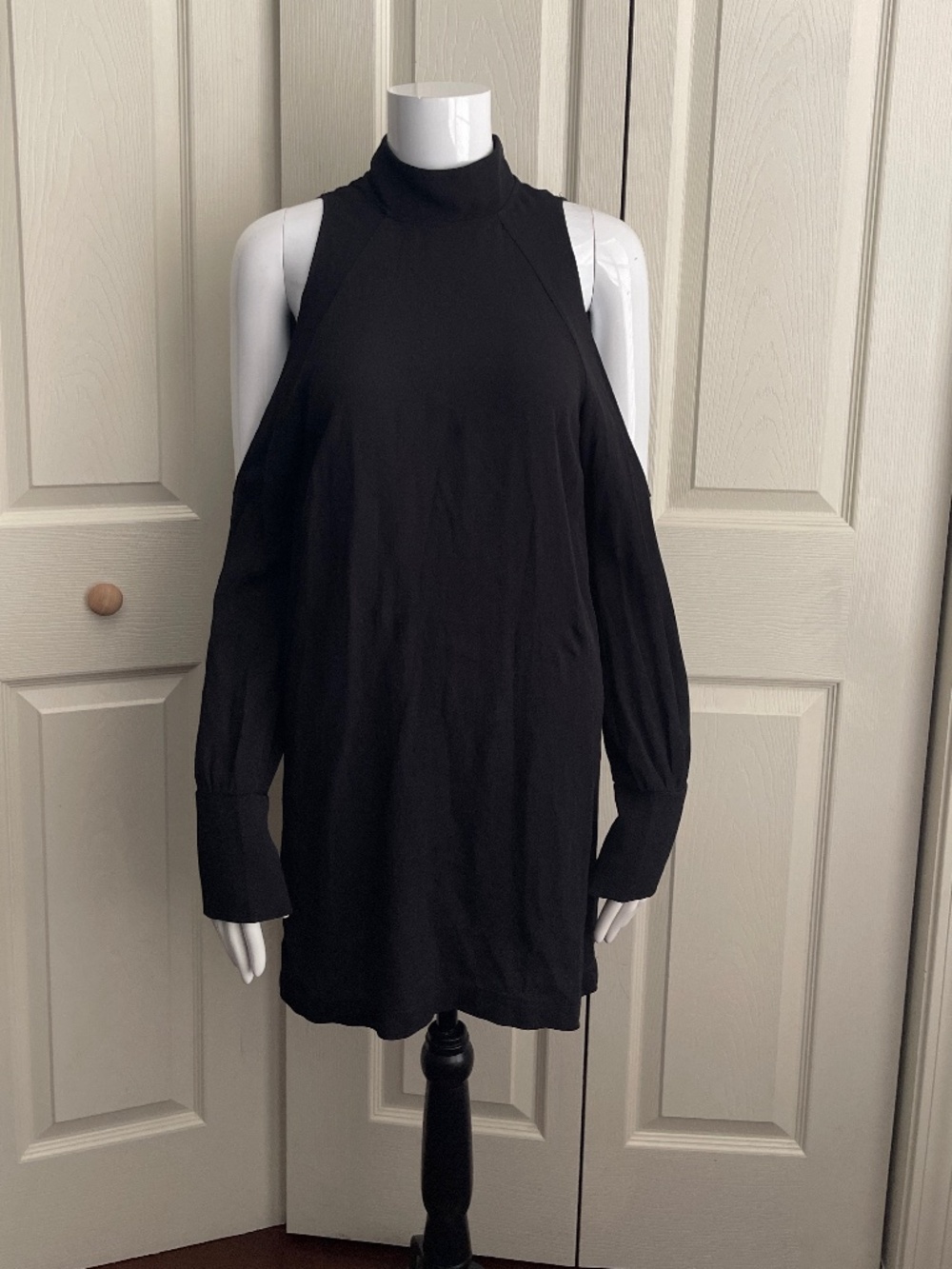 SEN Cold Shoulder Mock Neck Long Sleeve Tunic Top / Mini Dress #0293